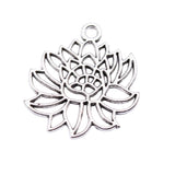 WYSIWYG 20pcs 22x20mm Lotus Charms For Jewelry Making Antique Silver Plated Antique Bronze Color Jewelry Findings EF3715