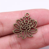 WYSIWYG 20pcs 22x20mm Lotus Charms For Jewelry Making Antique Silver Plated Antique Bronze Color Jewelry Findings EF3715
