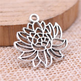 WYSIWYG 20pcs 22x20mm Lotus Charms For Jewelry Making Antique Silver Plated Antique Bronze Color Jewelry Findings EF3715