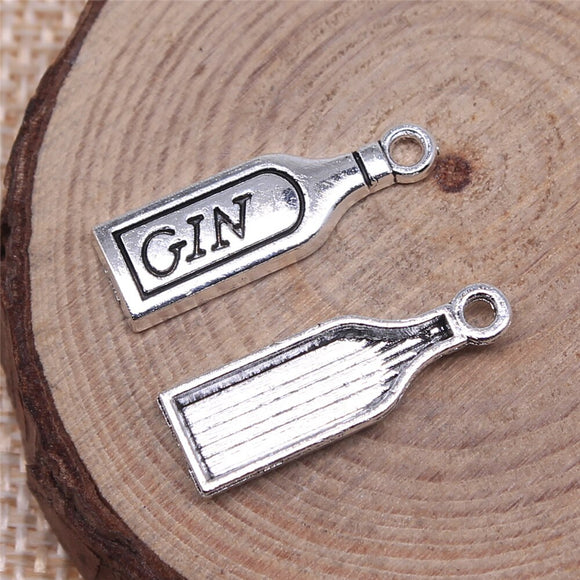 WYSIWYG 20pcs 22x7mm Antique Silver Color Gin Bottle Charms Pendant For Jewelry Making DIY Jewelry Findings