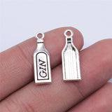 WYSIWYG 20pcs 22x7mm Antique Silver Color Gin Bottle Charms Pendant For Jewelry Making DIY Jewelry Findings