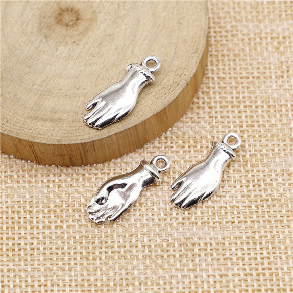 WYSIWYG 20pcs 22x8mm Hand Palm Charms Antique Silver Color Pendant Charms For Jewelry Making Jewelry Accessories