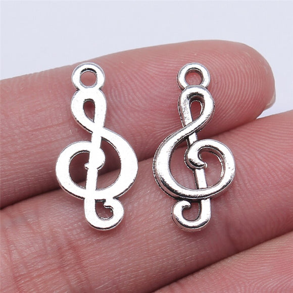 WYSIWYG 20pcs 23x11mm Antique Silver Color Music Handmade Charms Pendant DIY For Bracelet Necklace