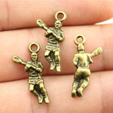 WYSIWYG 20pcs 23x11mm Hockey Players Charms For Jewelry Making DIY Jewelry Findings Antique Silver Color Antique Bronze Color