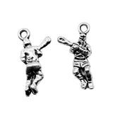 WYSIWYG 20pcs 23x11mm Hockey Players Charms For Jewelry Making DIY Jewelry Findings Antique Silver Color Antique Bronze Color