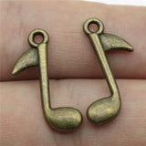 WYSIWYG 20pcs 23x13mm Musical Note Charms Pendants For Jewelry Making Antique Silver Plated Antique Bronze Color