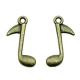 WYSIWYG 20pcs 23x13mm Musical Note Charms Pendants For Jewelry Making Antique Silver Plated Antique Bronze Color