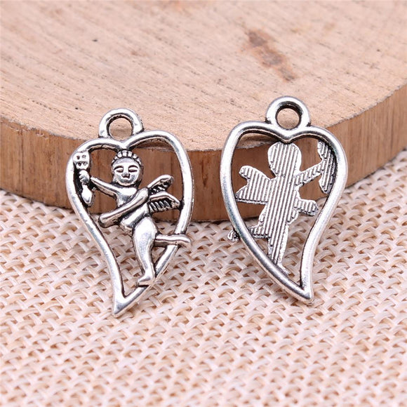 WYSIWYG 20pcs 23x14mm Cupid Angel Charms Antique Silver Color Pendant Charms For Jewelry Making Jewelry Accessories