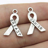 WYSIWYG 20pcs 23x16mm Breast Cancer Ribbon Charms For Jewelry Making Antique Silver Color Charm Pendant Jewelry Accessories