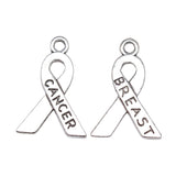 WYSIWYG 20pcs 23x16mm Breast Cancer Ribbon Charms For Jewelry Making Antique Silver Color Charm Pendant Jewelry Accessories