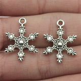 WYSIWYG 20pcs 23x17mm Charms Christmas Snow Snowflake Antique Silver Color Pendants Making DIY Handmade