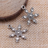 WYSIWYG 20pcs 23x17mm Charms Christmas Snow Snowflake Antique Silver Color Pendants Making DIY Handmade