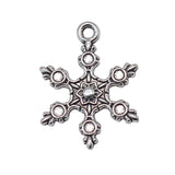 WYSIWYG 20pcs 23x17mm Charms Christmas Snow Snowflake Antique Silver Color Pendants Making DIY Handmade