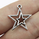 WYSIWYG 20pcs 23x20mm 2 Colors Antique Silver Color Antique Bronze Plated Star Pendants Star Charms Pendants EF3876