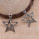 WYSIWYG 20pcs 23x20mm 2 Colors Antique Silver Color Antique Bronze Plated Star Pendants Star Charms Pendants EF3876