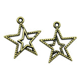WYSIWYG 20pcs 23x20mm 2 Colors Antique Silver Color Antique Bronze Plated Star Pendants Star Charms Pendants EF3876