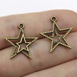 WYSIWYG 20pcs 23x20mm 2 Colors Antique Silver Color Antique Bronze Plated Star Pendants Star Charms Pendants EF3876