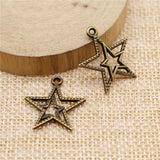 WYSIWYG 20pcs 23x20mm 2 Colors Antique Silver Color Antique Bronze Plated Star Pendants Star Charms Pendants EF3876