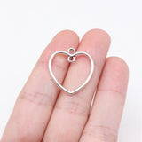 WYSIWYG 20pcs 23x21mm Antique Silver Color Cutout Heart Link Charms For Jewelry Making