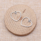 WYSIWYG 20pcs 23x21mm Antique Silver Color Cutout Heart Link Charms For Jewelry Making