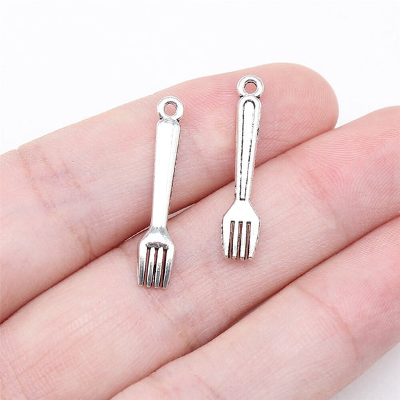 WYSIWYG 20pcs 24mm Vintage Fork Pendants Charm For Jewelry Making Antique Bronze Color Fork Pendants Charm Fork