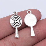 WYSIWYG 20pcs 24x11mm Lollipop Pendant Charms Antique Silver Color For Jewelry Making Zinc Alloy Jewelry Findings