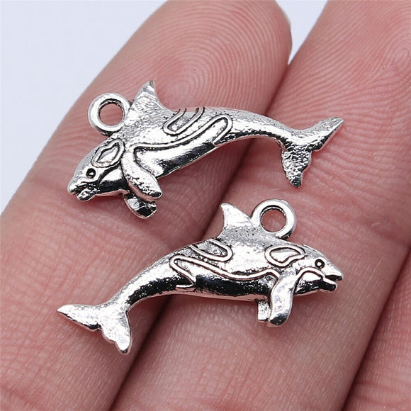 WYSIWYG 20pcs 24x12mm Antique Bronze Antique Silver Color Fish Charms Pendant For Jewelry Making DIY Jewelry Findings