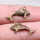 WYSIWYG 20pcs 24x12mm Antique Bronze Antique Silver Color Fish Charms Pendant For Jewelry Making DIY Jewelry Findings