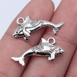 WYSIWYG 20pcs 24x12mm Antique Bronze Antique Silver Color Fish Charms Pendant For Jewelry Making DIY Jewelry Findings