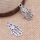 WYSIWYG 20pcs 24x15mm Hamsa Hand Charms Antique Silver Color Pendant Charms For Jewelry Making Jewelry Accessories