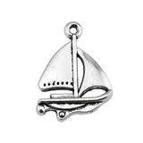 WYSIWYG 20pcs 24x17mm Sailboat Charm Pendants For Jewelry Making Antique Bronze Antique Silver Color Sailboat Pendants