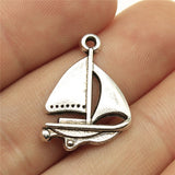 WYSIWYG 20pcs 24x17mm Sailboat Charm Pendants For Jewelry Making Antique Bronze Antique Silver Color Sailboat Pendants