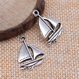 WYSIWYG 20pcs 24x17mm Sailboat Charm Pendants For Jewelry Making Antique Bronze Antique Silver Color Sailboat Pendants