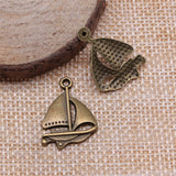 WYSIWYG 20pcs 24x17mm Sailboat Charm Pendants For Jewelry Making Antique Bronze Antique Silver Color Sailboat Pendants