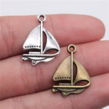 WYSIWYG 20pcs 24x17mm Sailboat Charm Pendants For Jewelry Making Antique Bronze Antique Silver Color Sailboat Pendants