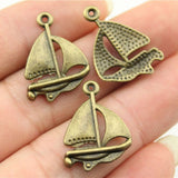 WYSIWYG 20pcs 24x17mm Sailboat Charm Pendants For Jewelry Making Antique Bronze Antique Silver Color Sailboat Pendants