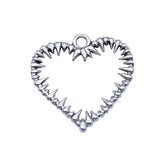 WYSIWYG 20pcs 24x25mm Antique Silver Color Thorny Heart Charms Pendant For DIY Jewelry Making Handmade Jewelry Craft Findings