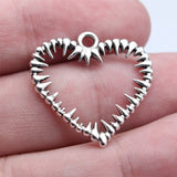 WYSIWYG 20pcs 24x25mm Antique Silver Color Thorny Heart Charms Pendant For DIY Jewelry Making Handmade Jewelry Craft Findings