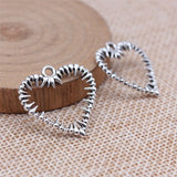 WYSIWYG 20pcs 24x25mm Antique Silver Color Thorny Heart Charms Pendant For DIY Jewelry Making Handmade Jewelry Craft Findings