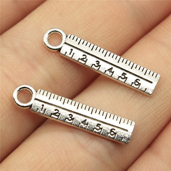 WYSIWYG 20pcs 24x5mm Straightedge Ruler Charm Pendants Jewelry Making School Supplies Pendant Charms Makings