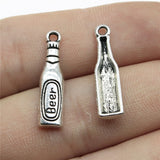 WYSIWYG 20pcs 24x6mm Bottle Beer Charm Pendants For Jewelry Making Antique Silver Color Beer Bottle Pendants Charm Beer