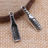WYSIWYG 20pcs 24x6mm Bottle Beer Charm Pendants For Jewelry Making Antique Silver Color Beer Bottle Pendants Charm Beer