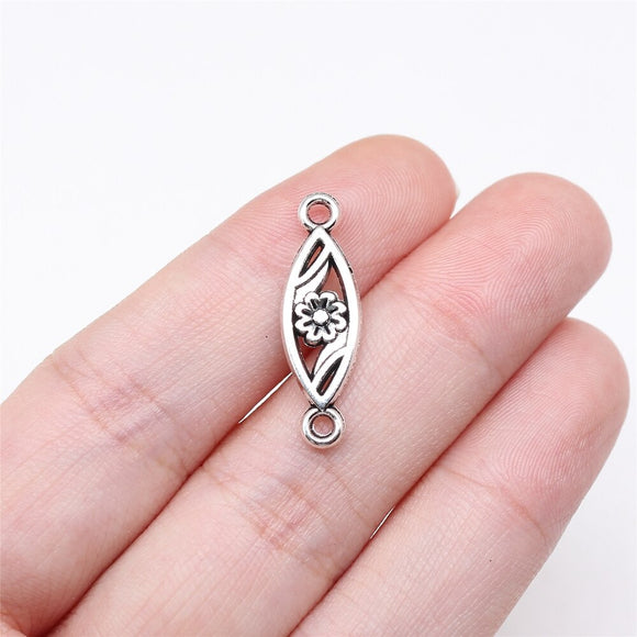 WYSIWYG 20pcs 24x7mm Antique Silver Color Flower Connector For Jewelry Making