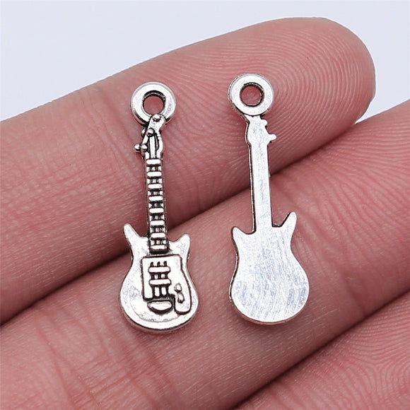 WYSIWYG 20pcs 24x7mm Antique Silver Color Guitar Charms Pendant For Jewelry Making DIY Jewelry Findings