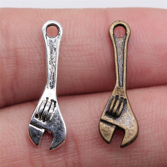 WYSIWYG 20pcs 24x7mm Pendant Wrench Tool Wrench Charm Pendants For Jewelry Making Antique Silver Color