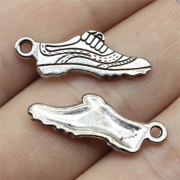 WYSIWYG 20pcs 24x8mm Running Shoe Charms Antique Silver Color Shoe Charms Shoe Charms Vintage DIY Accessories For Jewelry Making