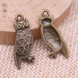 WYSIWYG 20pcs 25x10mm Owl Charms For Jewelry Making Antique Silver Plated Antique Bronze Color Jewelry Findings