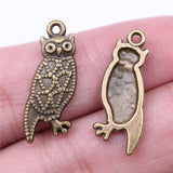 WYSIWYG 20pcs 25x10mm Owl Charms For Jewelry Making Antique Silver Plated Antique Bronze Color Jewelry Findings