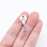 WYSIWYG 20pcs 25x11mm Antique Silver Color Faith Key Charms For Jewelry Making