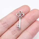WYSIWYG 20pcs 25x11mm Antique Silver Color Key Charms For Jewelry Making